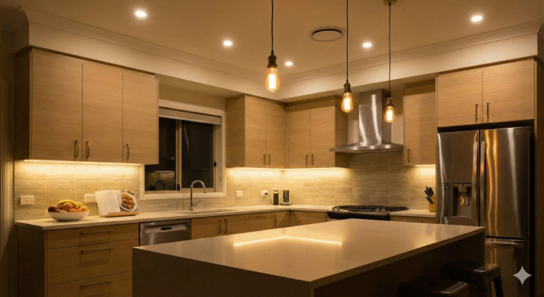 Kitchen with LED lighting