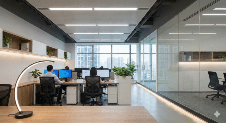 Office with LED lighting