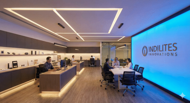 Business with custom LED lighting setup