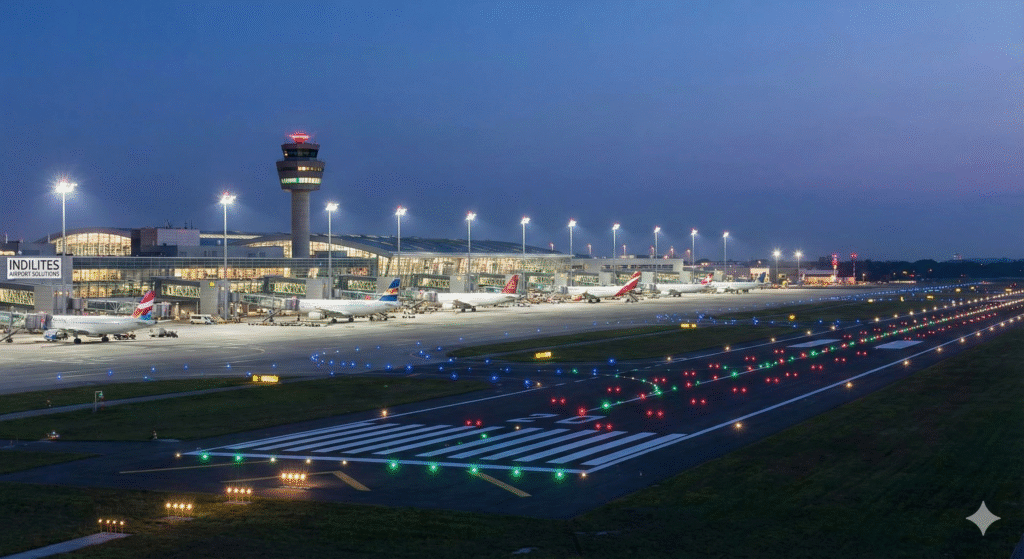 Airport with LED lighting