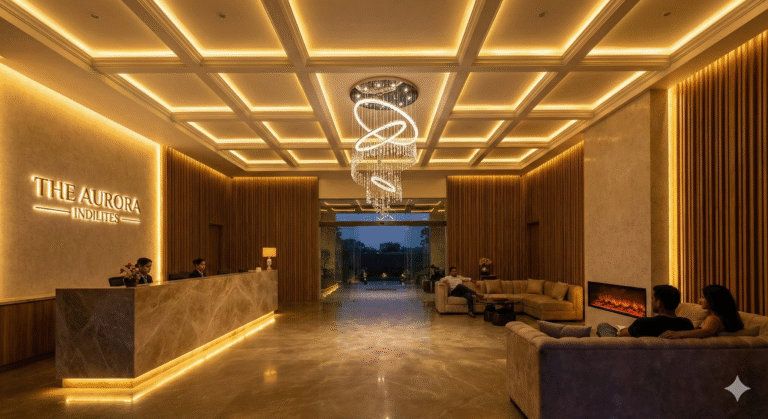 Hotel lobby with LED lighting