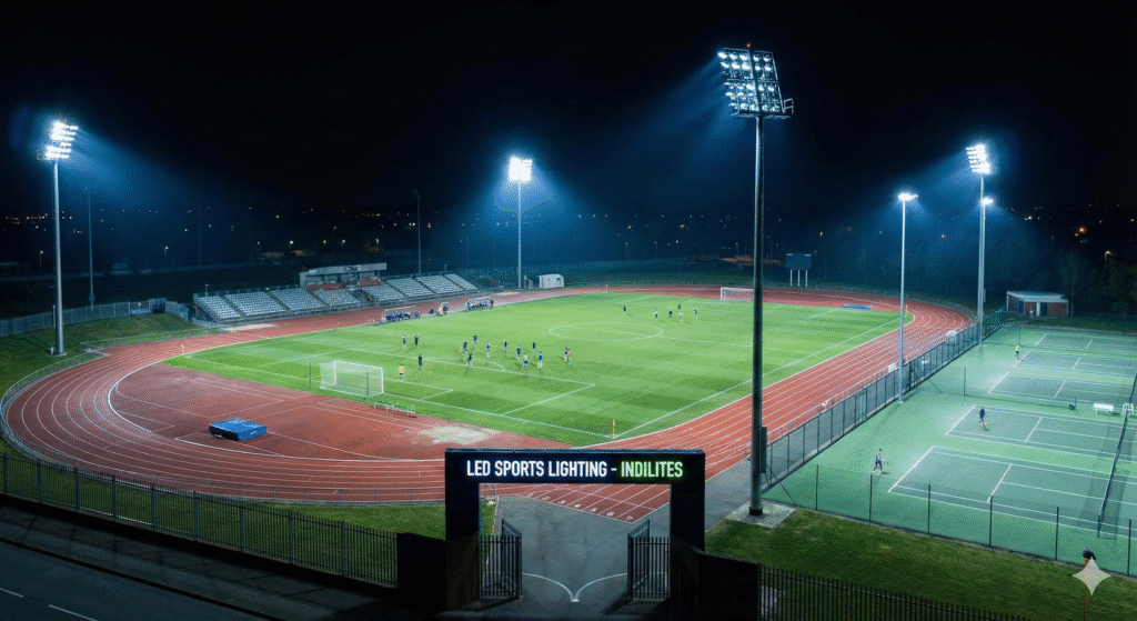 Sports facility with LED lighting